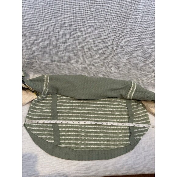 Miss Me Blouse Balloon Oversized Sweater strips Green boho grunge - Picture 12 of 12